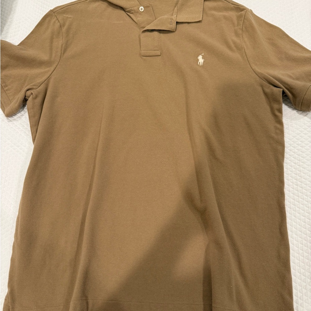 Ralph Lauren Men's Luxury Tan Polo Shirt - Classic Fit, Mesh Polo